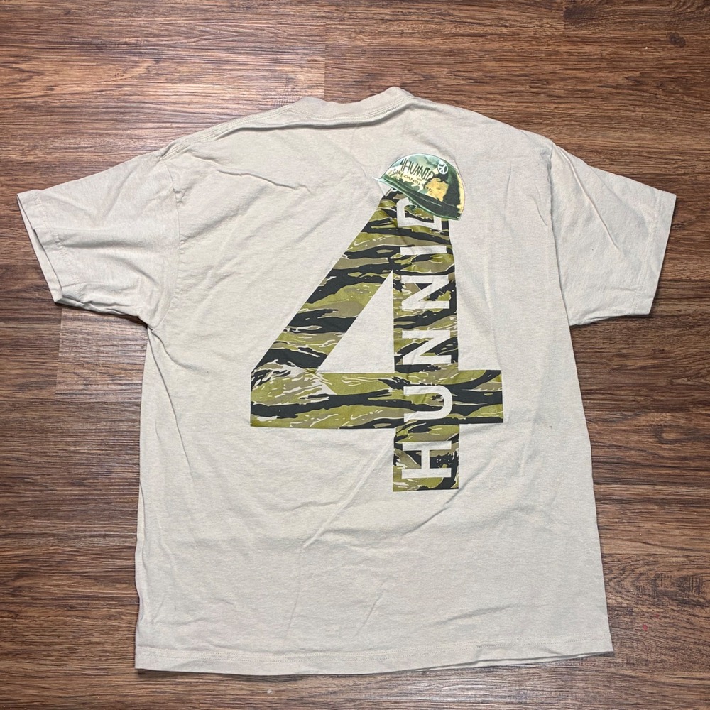 4Hunnid Hunting Camo Graphic T-Shirt Men's XL Gray YG Streetwear Back Print
